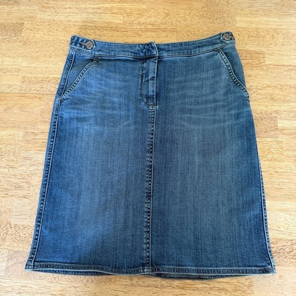 Lands' End Premium Denim Blue Pencil Skirt Knee-Length Casual size 8 pockets y2k